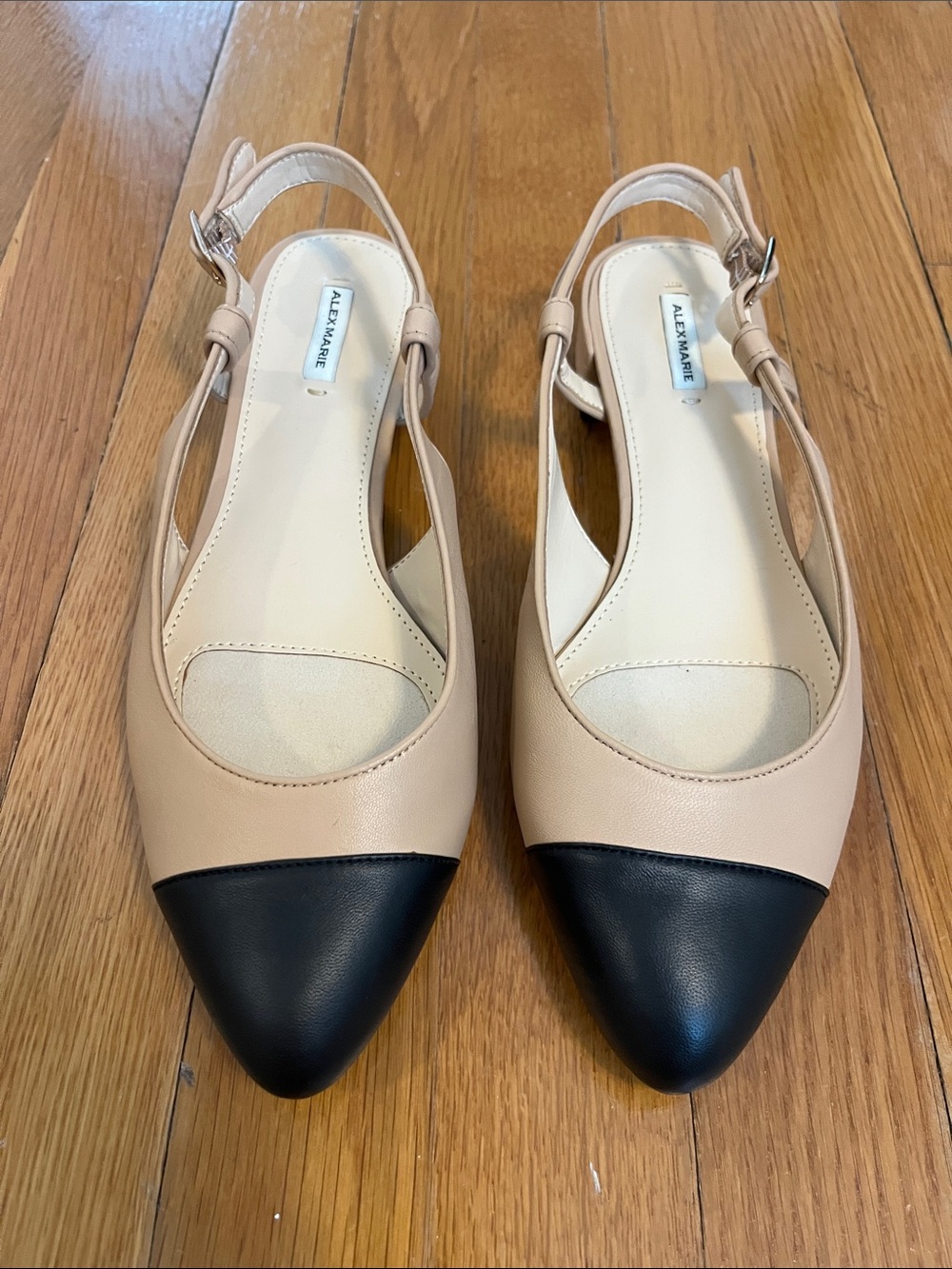 Alex Marie Tan and Black Cap Toe Block Heels